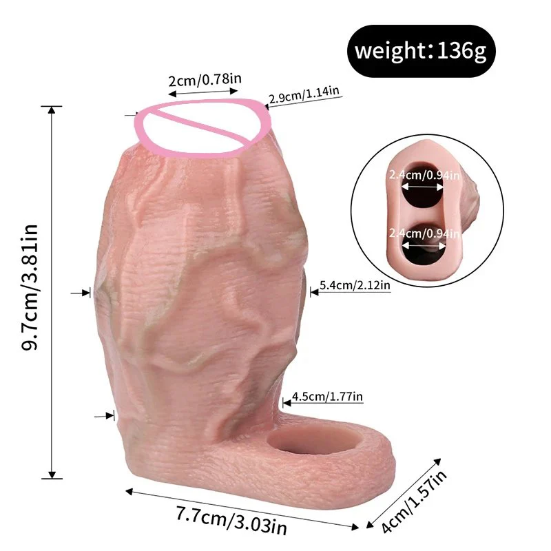 7 Styles Liquid Silicone Hollow Dildo Male Penis Enlarge Sleeve for Men Delay Ejaculation Sex Toys Male Cock Cover Product