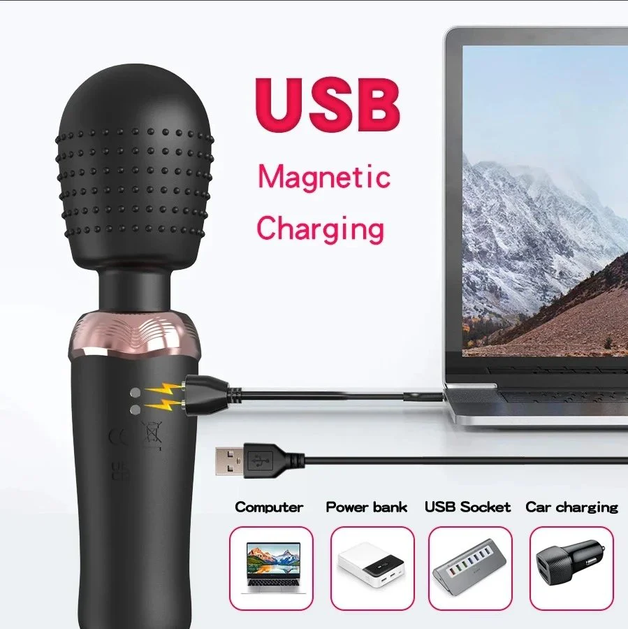 10 Modes Rechargeable Double Motors Handheld Telescopic Big AV Sex Vibrator Sex Toys Women