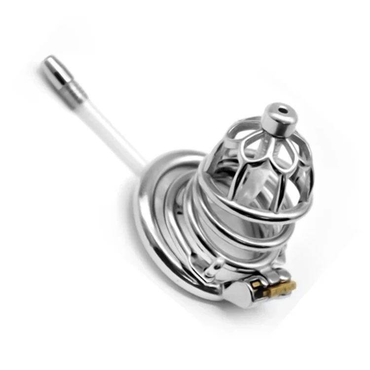 1Sex Shop Stainless Steel Stealth Lock Male Device with Anti-Shedding Ring Cock Cage Belt Penis-Rings,3 Replaceable Collars