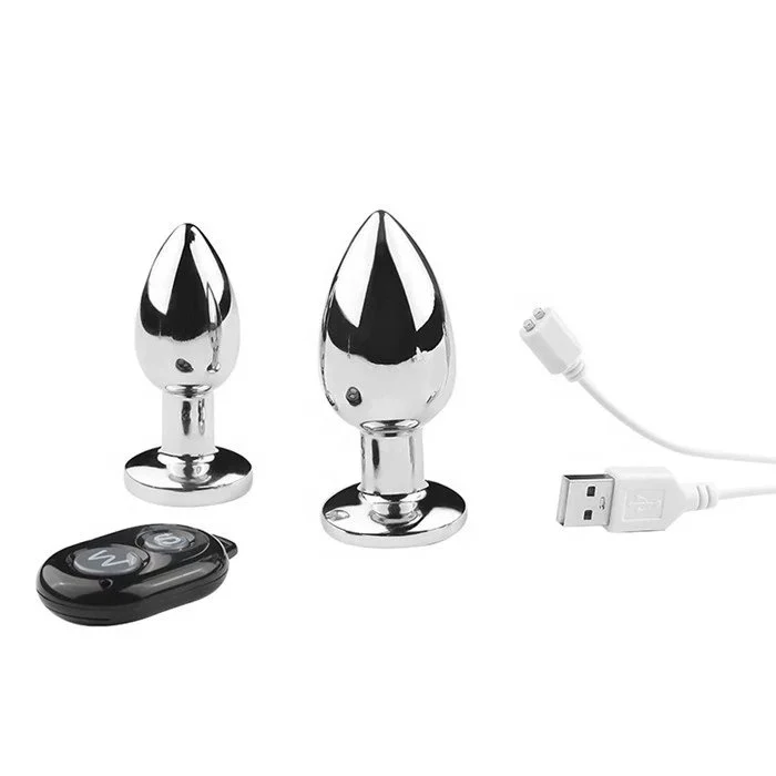 10-Frequency Remote Control Anal Plug Silicone and Metal Prostate Massage Stimulator with Vibrating Feature