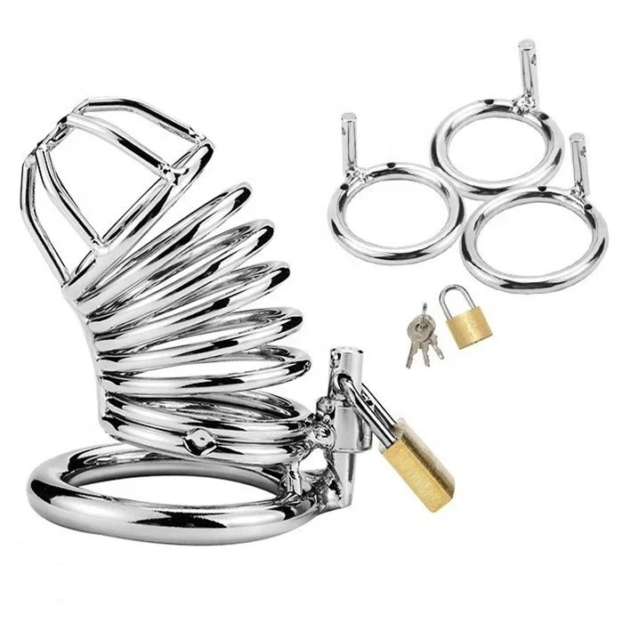 3 Sizes Men's Cock Cage Rings Adult Chastity Device for Penis Exercise Sex Toys Property