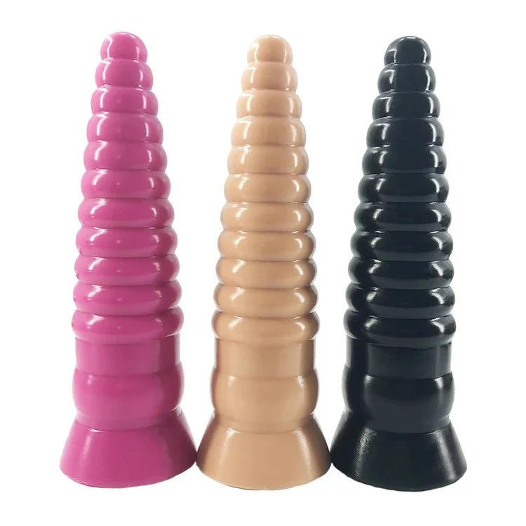23cm 9 Dia 5.1cm Body Safe Silicone Dildo Realistic Butt Toys Thread Conch Shape Anal Plug Toys for Sexual Pleasure