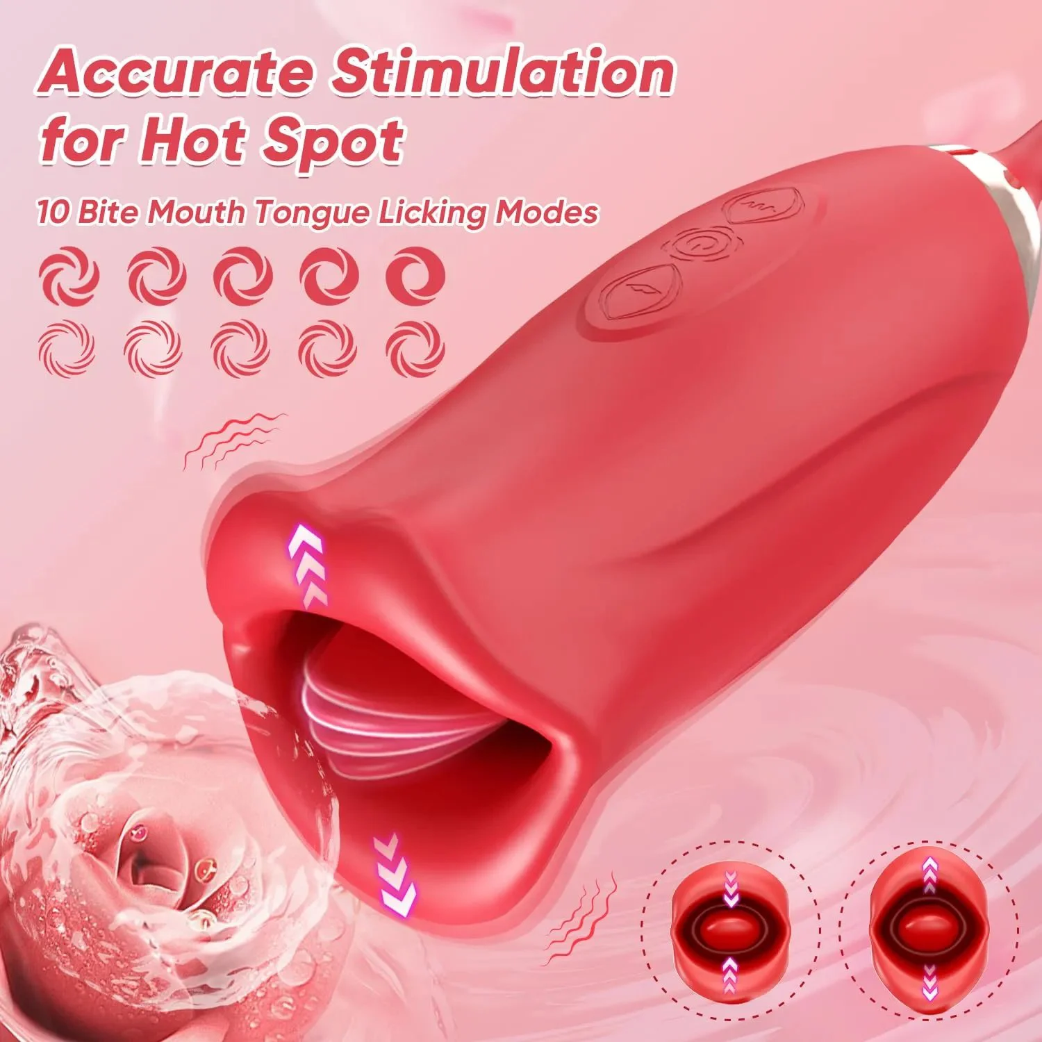 2 in 1 Toy for Women Vibrator Tongue Licker Adult Toys Mouth Lips Vibrator Swinging Modes Nipples Stimulation