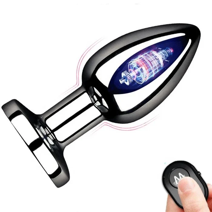 10-Frequency Remote Control Anal Plug Silicone and Metal Prostate Massage Stimulator with Vibrating Feature