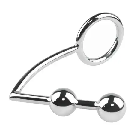 Adult Sex Products Toys Stainless Metal Solid Anal Plug Hook Anal Beads with Ring