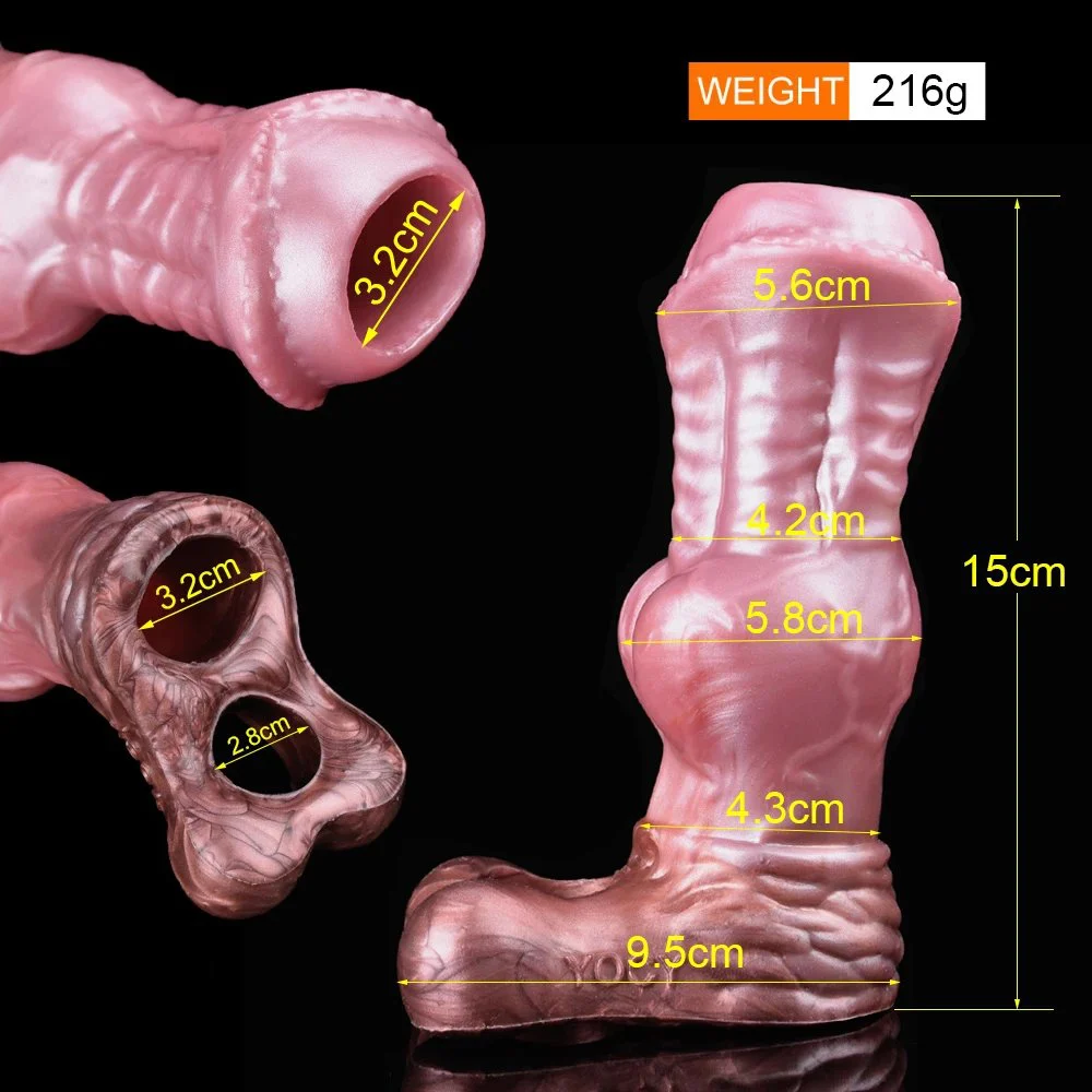 15cm Dog Knot Penis Sheath Fantasy Horse Cock Enlargement Silicone Dildo Sleeve for Gay Men Prostate Sex Toys
