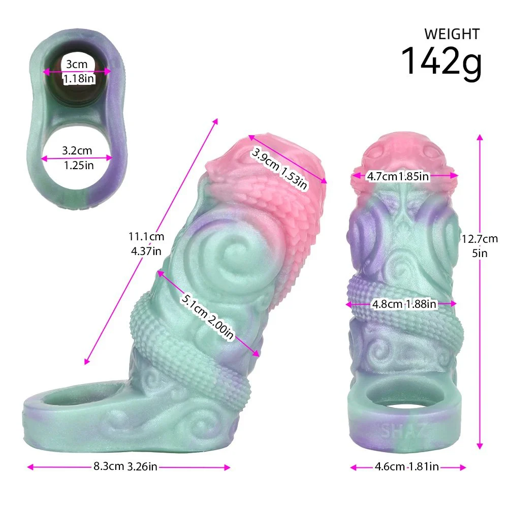 Dragon Male Penis Sleeve, Silicone Monster Penis Extender Enlarger Sleeve Cock Extension Sleeve Male Adult Sex Toy for Men