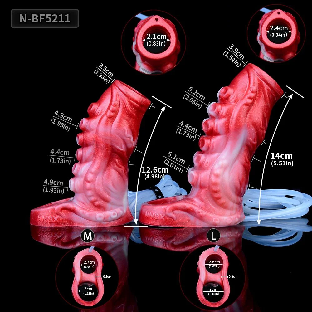 Curved Penis Sleeve Extender Animal OctopusTentacle Fantasy Dildo Hollow Penis Prolong Enlargement Easy Penetration for Men