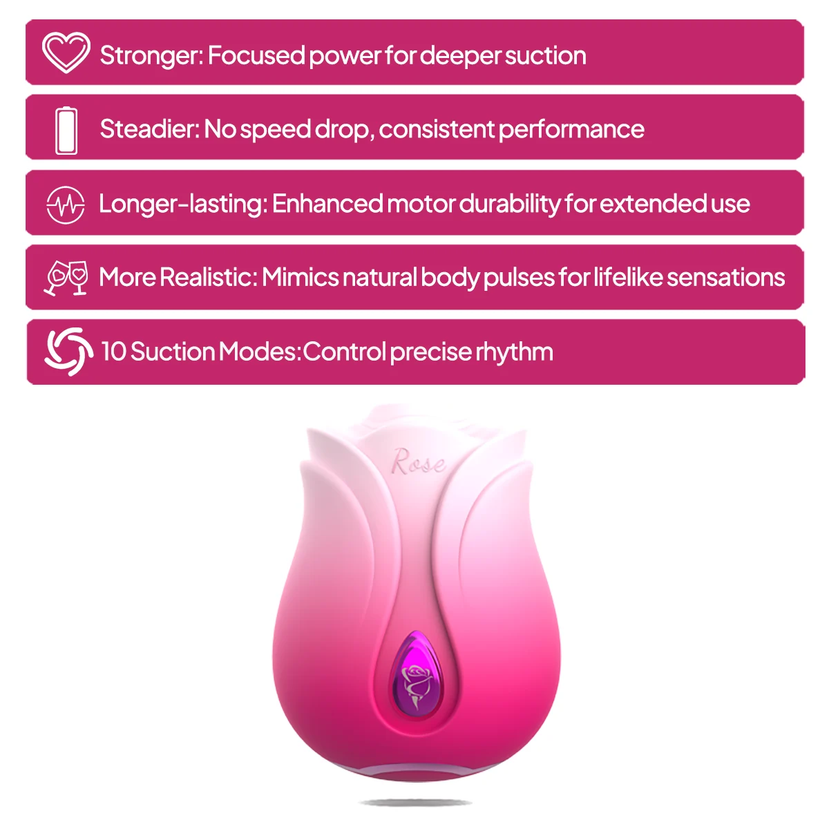 100% Safe Silicone Material Quiet 10 Suction Modes Rose Vibrator Stronger Suction Women Sex Toys