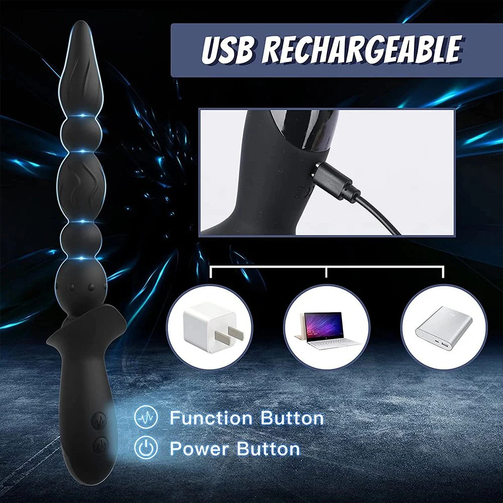 10 Frequency Strong Earthquake Electric Silicone Anal Plug Pull Bead USB Charging Backyard Adult Sex Toys