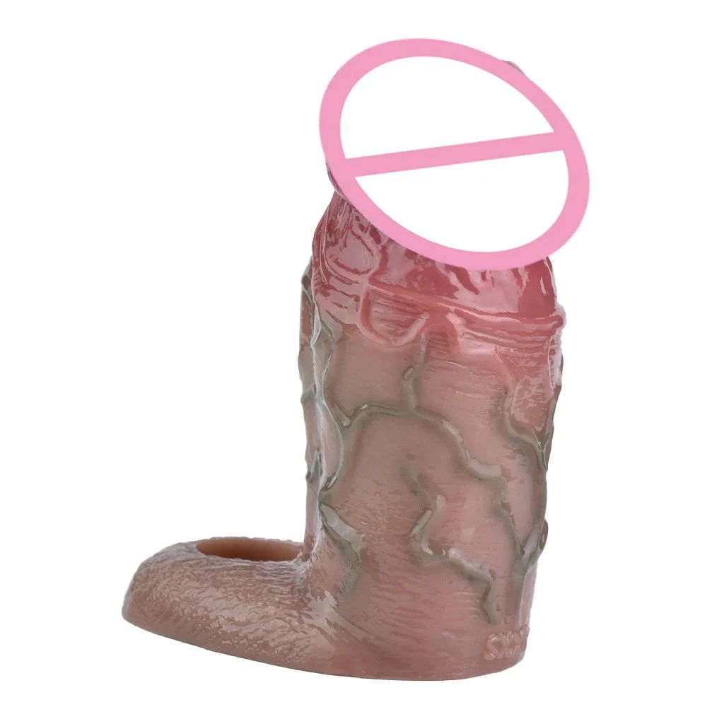 4.7in Skin Male Extension Enlargement Penis Sleeve Reuseable Silicone Sex Toys Adult Dildo Sleeves Couple Sharing Sex Toys