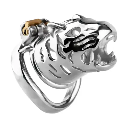 37 Extended Tiger Head Chastity Lock Stainless Steel Chastity Lock Anti-masturbation Penis Bondage Tool