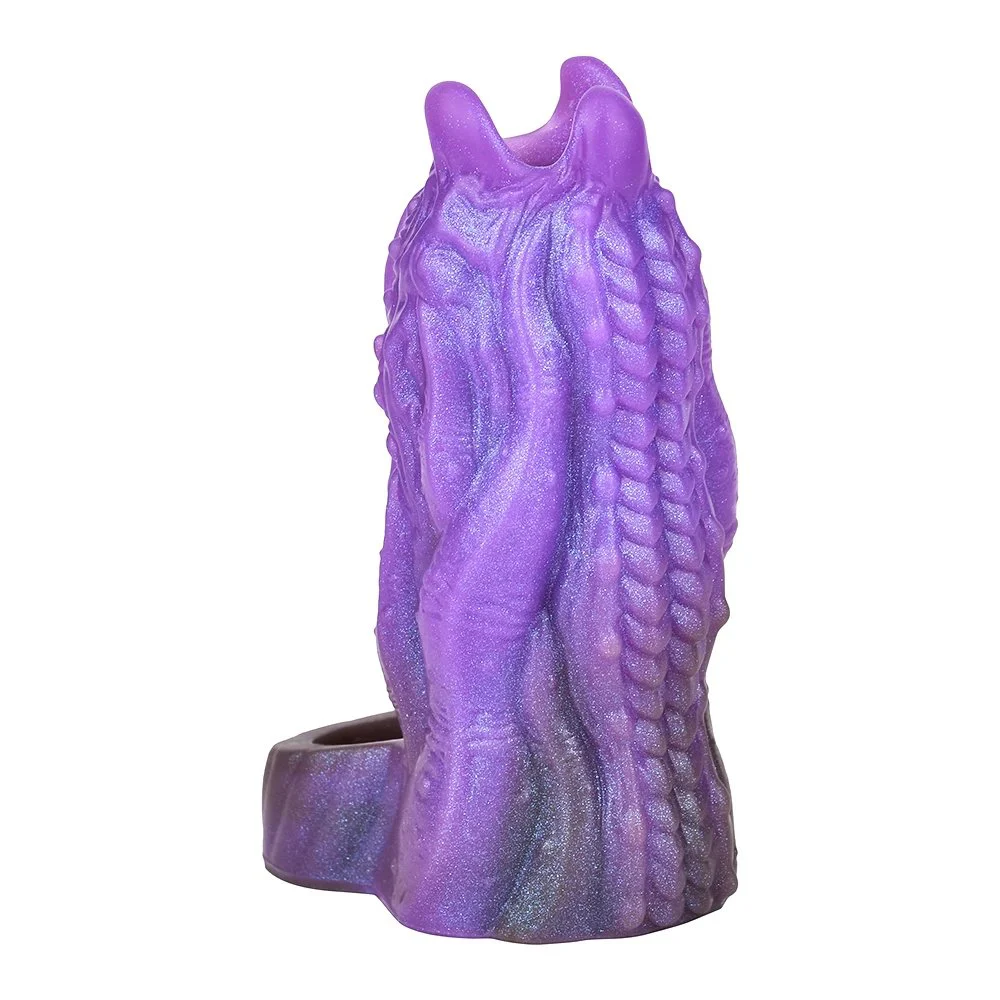 Fantasy Monster Penis Sleeve Amber Purple Enlarged Open Penis Sleeve Penis Enlargement Male Dildo Extender Sex Toys