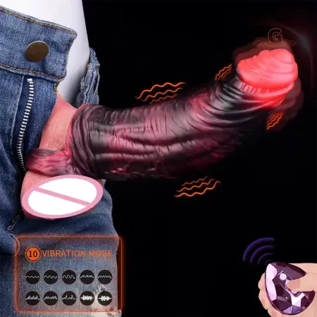 Animal Silicone Vibrating Penis Sleeve Cock Ring,Penis Ring Vibrator, Penis Extender for Penis Testicles G Spot Stimulation
