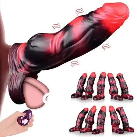 Big Knot Dog Penis Sleeve Vibrator Male Sex Toys for Penis Extender with 10 Vibration Modes Penis Enlarger Thickening for Mens