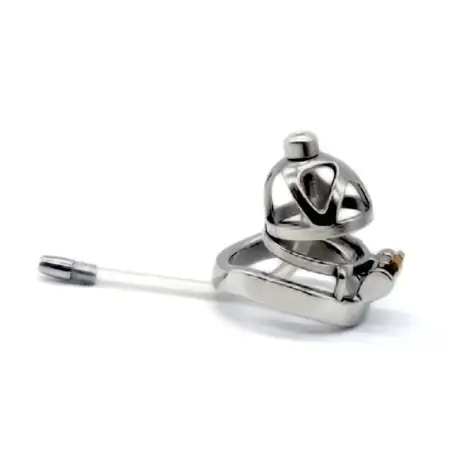 51mm 304 Stainless Steel Male Chastity Device with Catheter Sm Sex Toys Penis Cage with Keyholder Curved Ring Chastity Cage