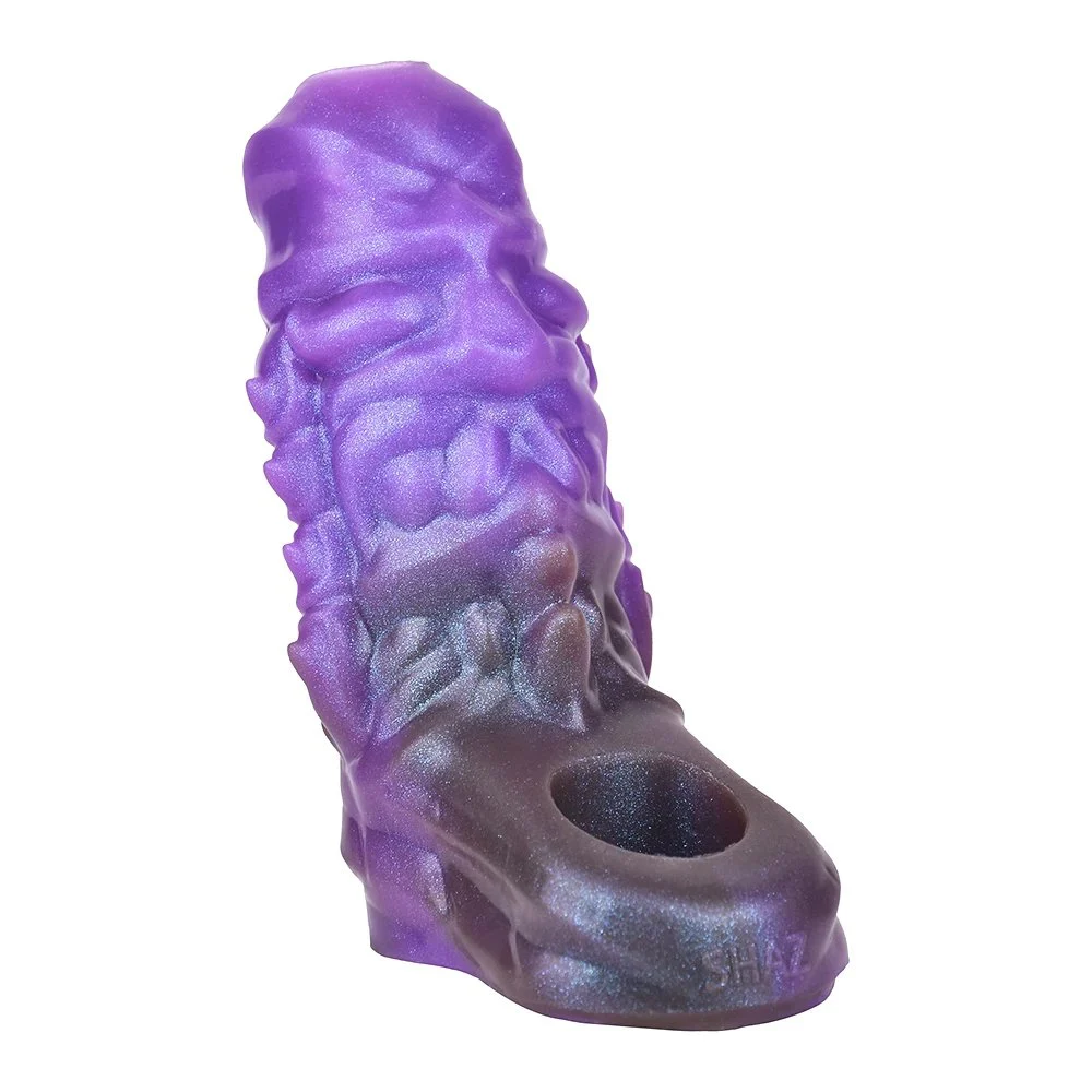 Amber Purple Fantasy Dildo Soft Silicone Penis Enlargement Sleeve Male Penis Extender Couple Sex Toys 1