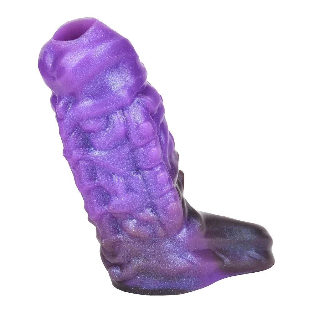 Amber Purple Fantasy Dildo Soft Silicone Penis Enlargement Sleeve Male Penis Extender Couple Sex Toys 1