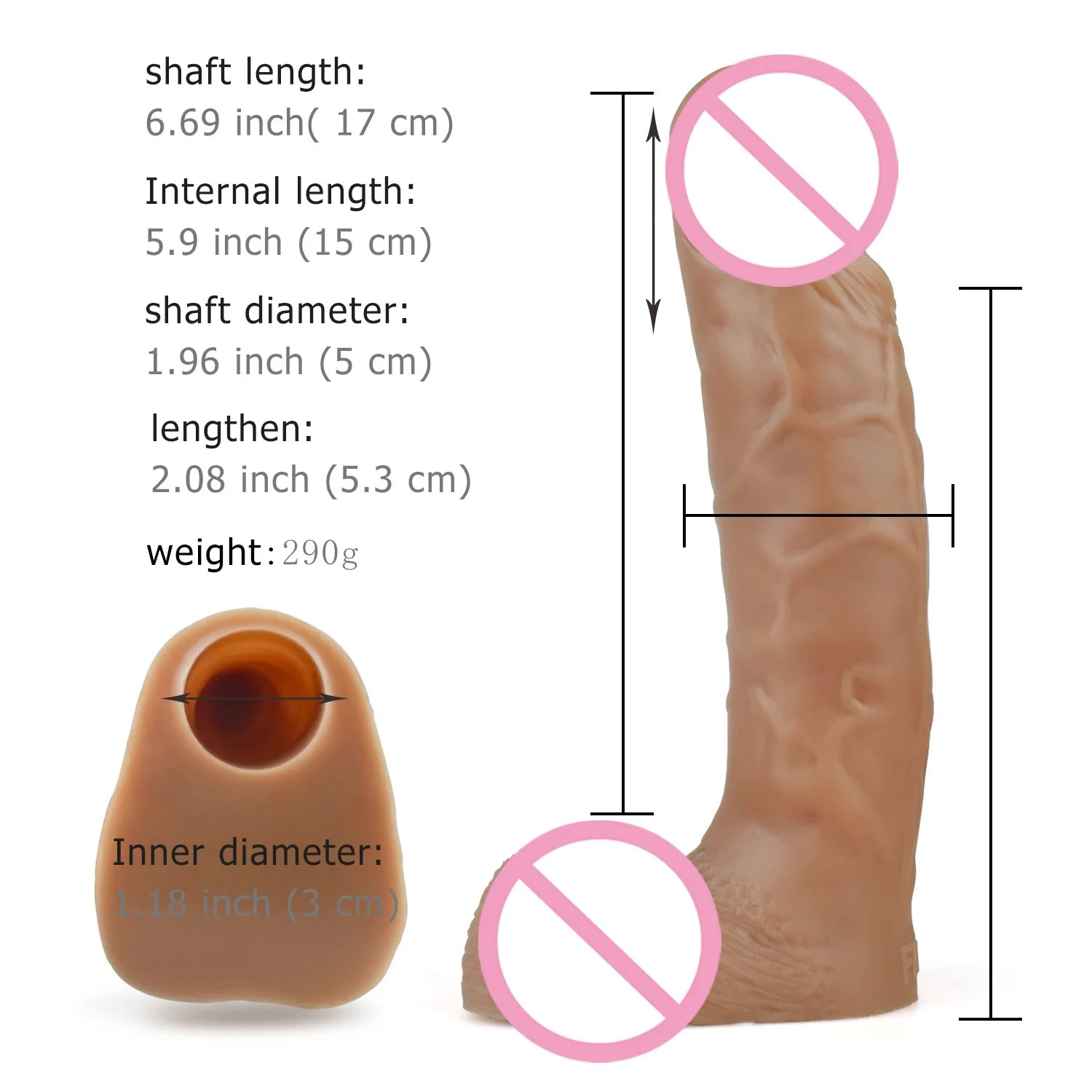 7.87 Inch Large Realistic Rubber Penis Sex to Toy Artificial Real Male Chastity Belt Plug