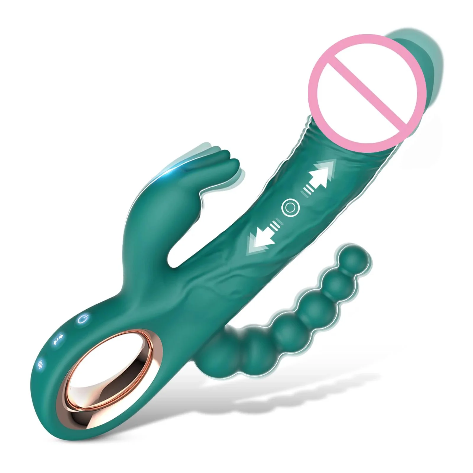 Adult Sex Toy Female Masturbation Three-headed Extendable Rabbit Vibrator for Women