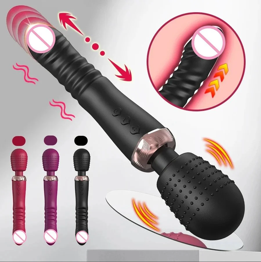 10 Modes Rechargeable Double Motors Handheld Telescopic Big AV Sex Vibrator Sex Toys Women