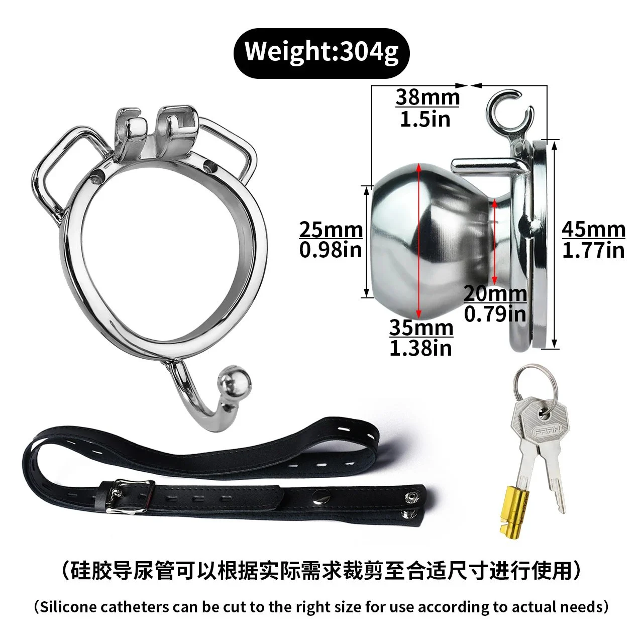 4 Size Male Chastity Device With Catheter and Testicles Brackets Strap on Dildo