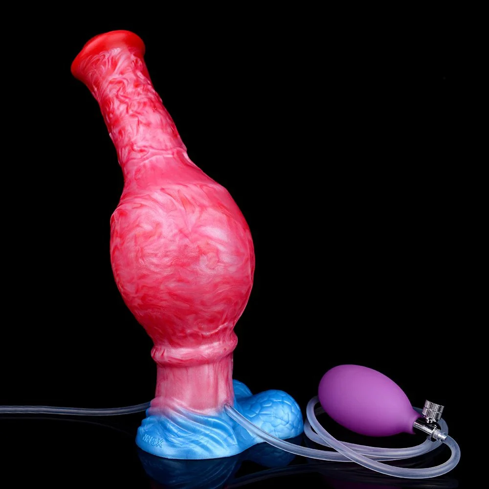 9.6 Inch Silicone Fantasy Orgasm Squirting Horse Dildo Butt Plug Inflatable Ejaculation Adult Game for Pleasure