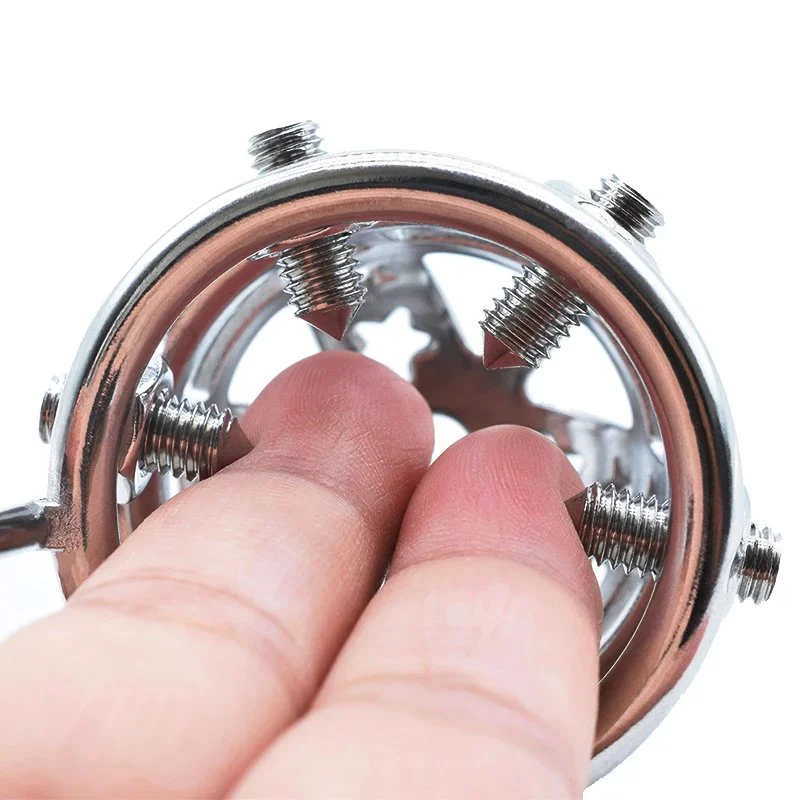 5.9cm 304 Stainless Steel Male Chastity Device with Removable Spiked Lock Cage Chastity for Him Sex Toy