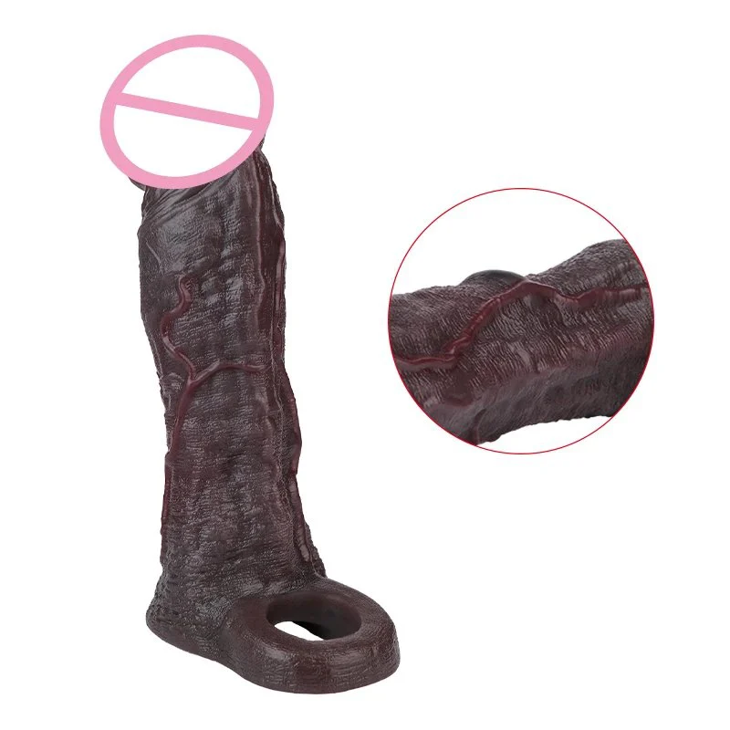 8.82in Black Knight Oversized Penis Sleeve Skin-Perfect Fit Male Penis Extender 18+ Adult Toy