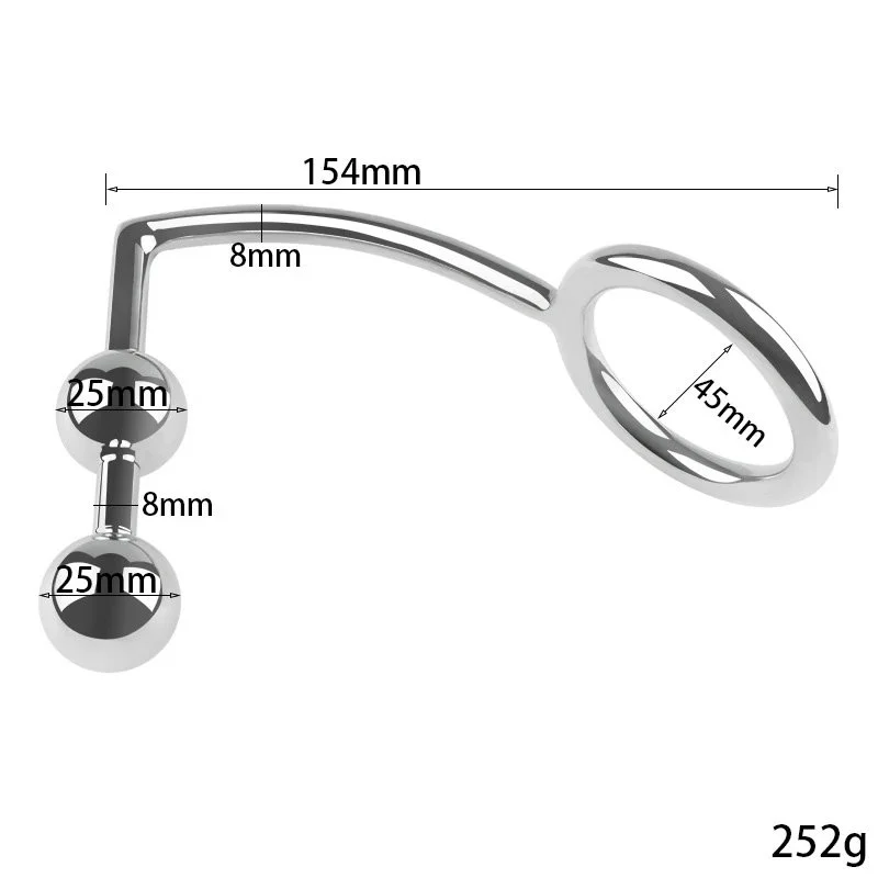 Adult Sex Products Toys Stainless Metal Solid Anal Plug Hook Anal Beads with Ring