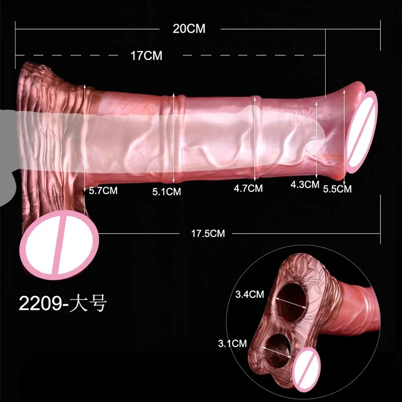 7.87 Inch New Arrival Huge Artificial Animal Horse Sleeve Liquid Platinum Silicone Wearable Penis Dildo for Men