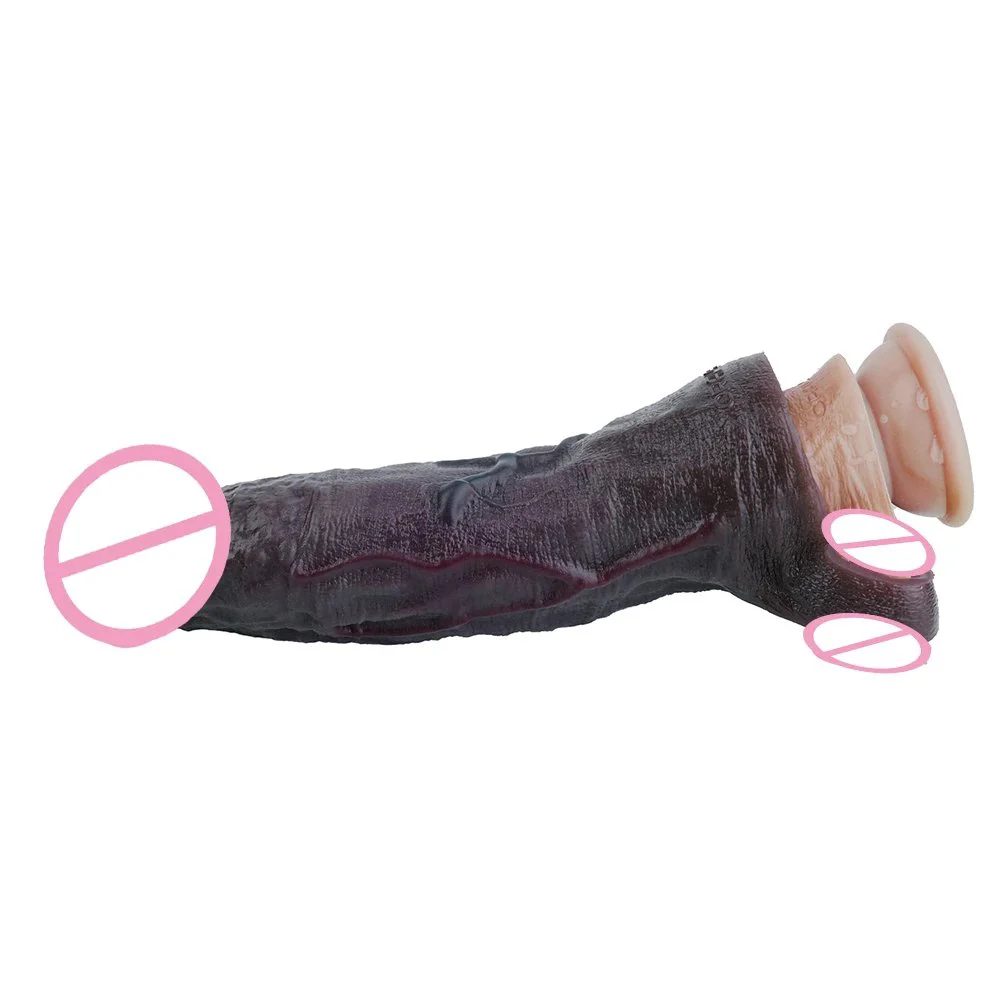9.05 Inch Medical Grade Silicone Vibrating Penis Extension Sleeve Soft Realistic Design Wearable Male Enhancer