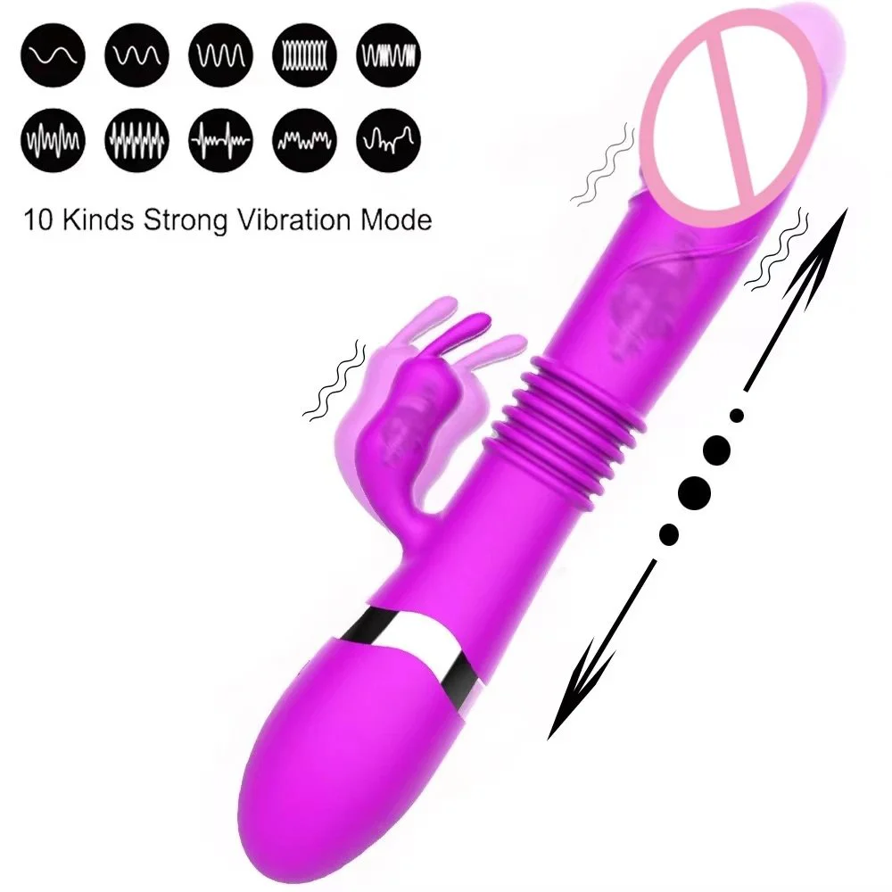 100% Waterproof USB Charge Dildo With Thrusting and Vibrator for Female Masturbation Silicone Rabbit Vibrator