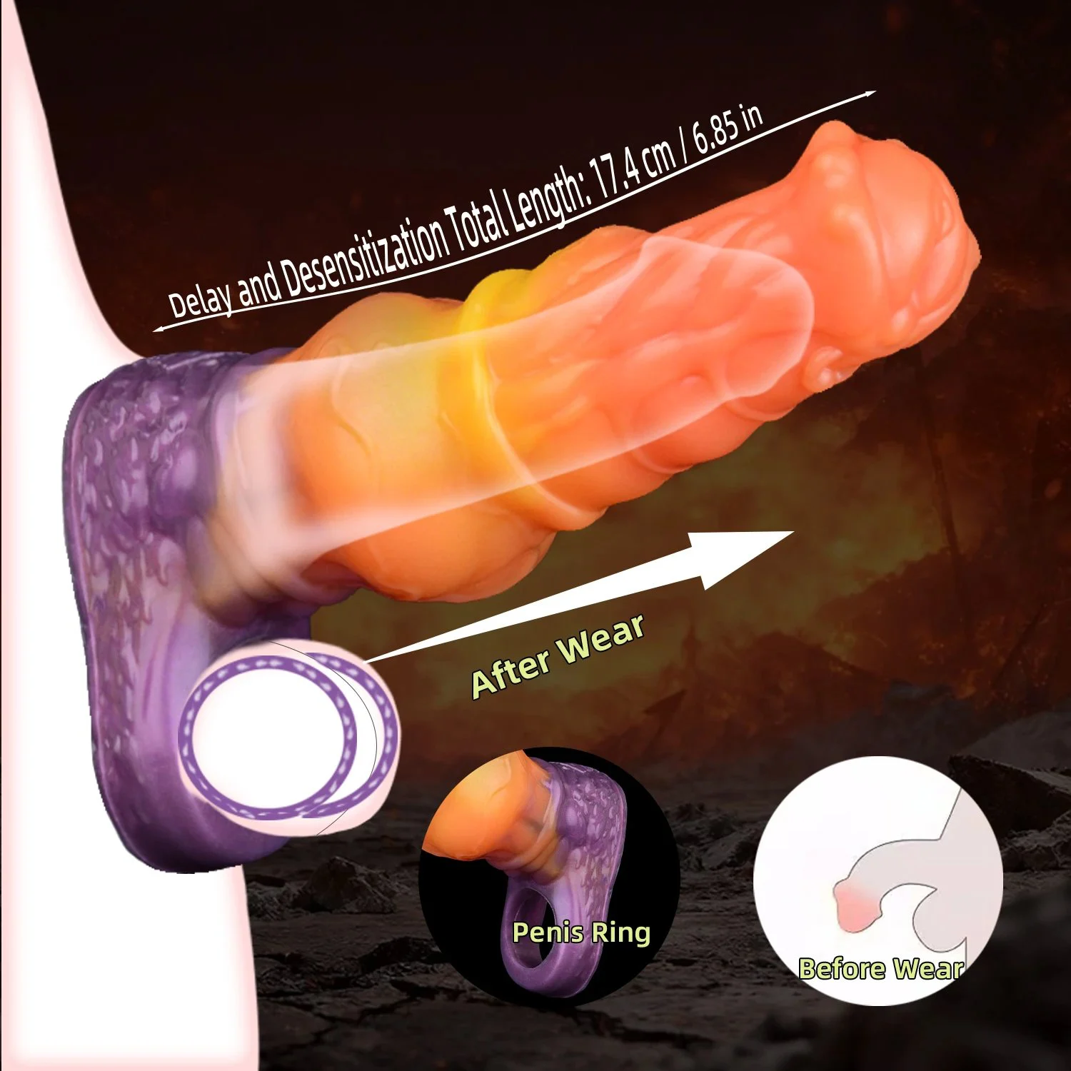 6.8-inch Male Enhancement Silicone Penis Sleeve Easy-to-wear Penis Extender for Men Suitable for 18+ Couples As an Adult Toy