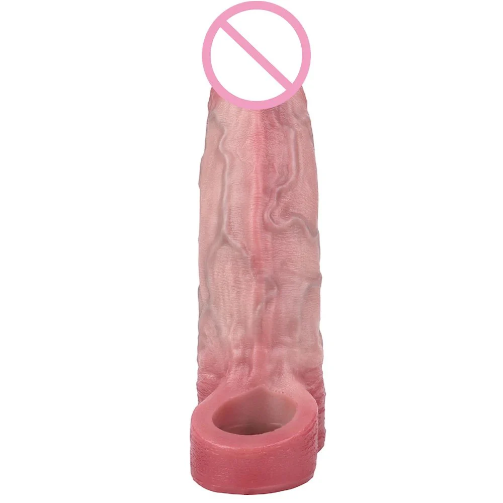 Closed-end Male Penis Extender Silicone Phallic Condom Experience a Realistic Sex Toy That Delivers Intense Friction
