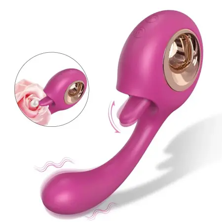 2 in 1 Clitoral Tongue Licking Vibrator 9 Patterns Vaginal Stimulator Vibrator