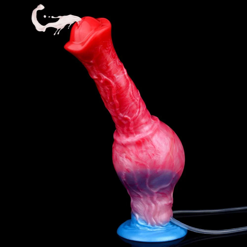 11 Inch Extra Long Fantasy Animal Inflatable Squirting Anal Plug Orgsm Ejuculation Dildo Silicone Sex Toy