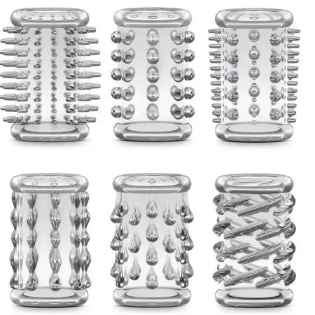 Finger Sleeve Cock Rings Set of 6 Penis Sleeves Sex Toys for Men