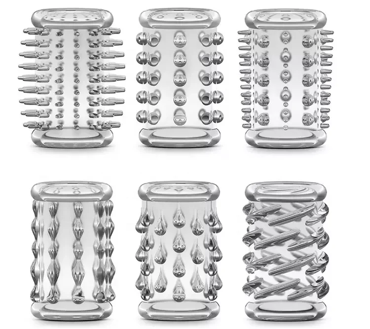 Finger Sleeve Cock Rings Set of 6 Penis Sleeves Sex Toys for Men