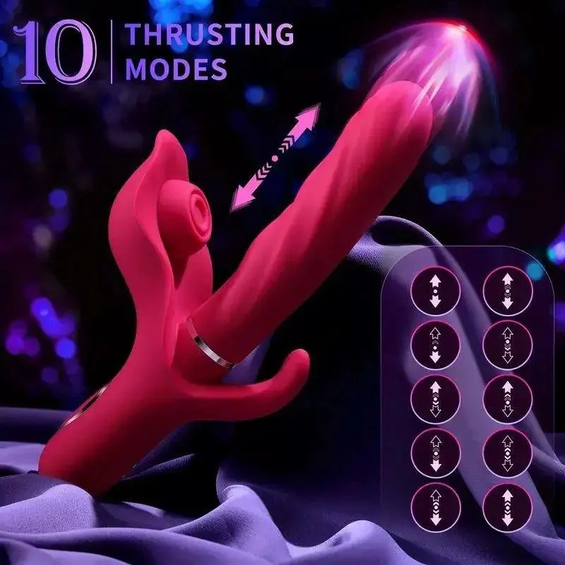 3 in 1 Vibrator Sex Toys for Woman Rabbit Vibrator 30 Modes Clitoral Sucking Thrusting Dildo Vibrator for Sex Toy