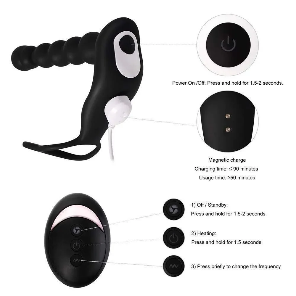 Anal Plug Vibrator for Men-100% Waterproof Silicone with Male Plug
