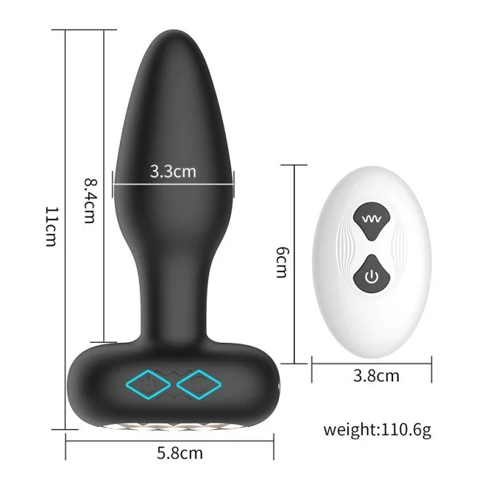 10 Vibrating Anal Sex Toy Prostate Massager with Control Pushing Male Anus