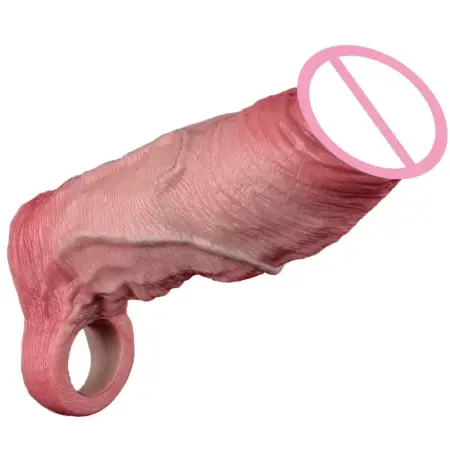 Double-opening Penis Enlargement Male Dildo Sleeve Soft Silicone Penis Sleeve with Precision Modeling to Simulate Skin Tone