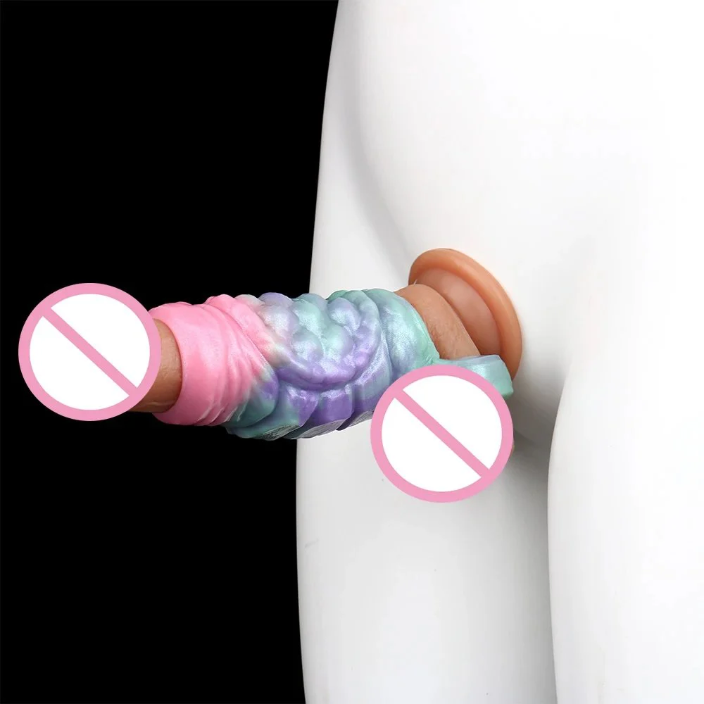 Design Fantasy Penis Sleeve with Tortoiseshell Modeling G-spot Reusable Dildo Sleeve for Men Masturbator