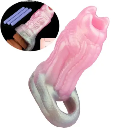 Dragon Penis Sheath With Anti off Ring Liquid Silicone Cock Cover With 3 Assist Bracket for Men Penis Enlarge Sex Toy