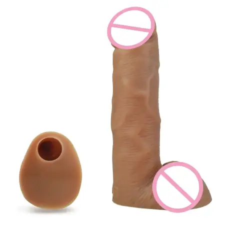 6 Inch Realistic Color Skin Real Wearable Skin Penis Chastity Belt for Lesbian Penis Sleeve Reusable Condom