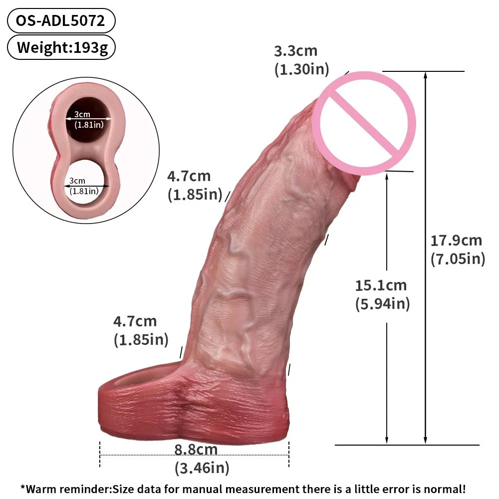 Closed-end Male Penis Extender Silicone Phallic Condom Experience a Realistic Sex Toy That Delivers Intense Friction