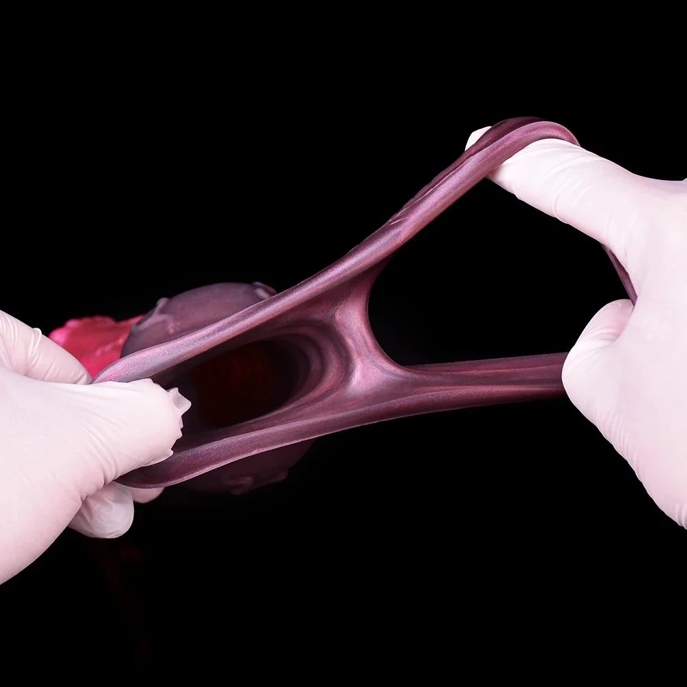 17.8cm Hollow Dildo Sex Toy Fantasy Horse Knot Penis Sleeve Stretchable Silicone Wearable Cock Ring Penis Sleeve Extender