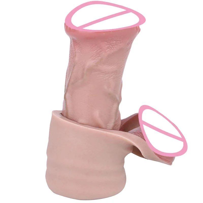 Large Realistic Horse Penis Sleeve Silicone Fantasy Dildo Sheath Delay Ejaculation Cock Enlargement Sex Toy for Men