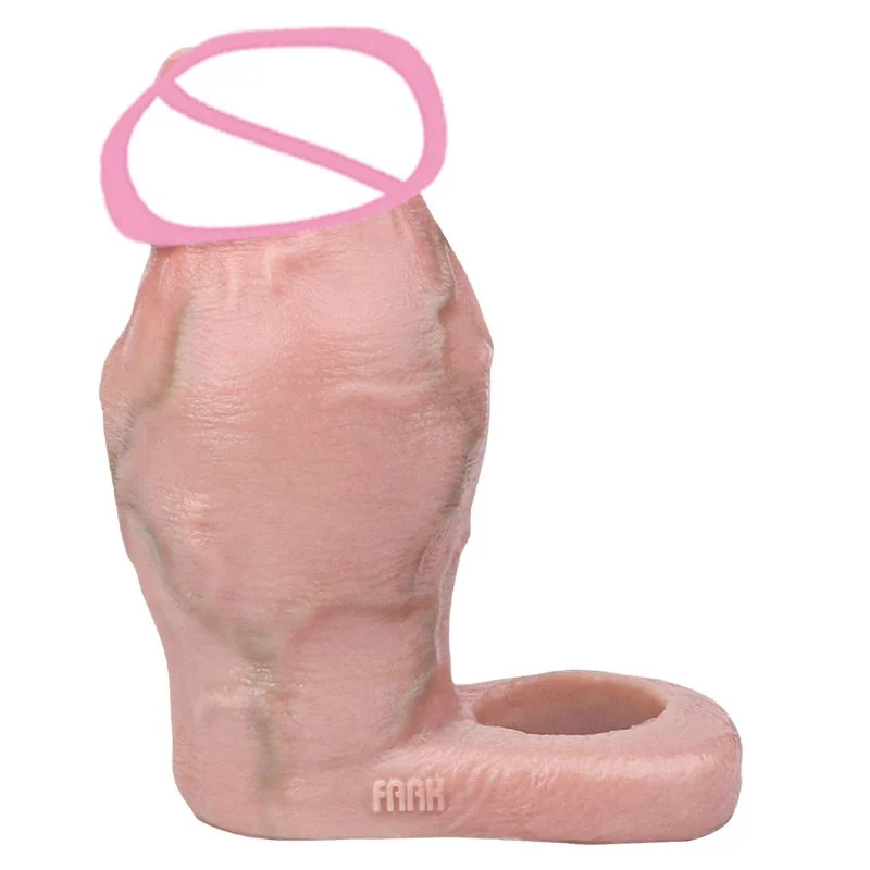 Big Knot Realistic Hollow Dildo Sex Toy for Men Dick Extend Silicone Male Dick Sheath With Anti-drop for Adult Sex
